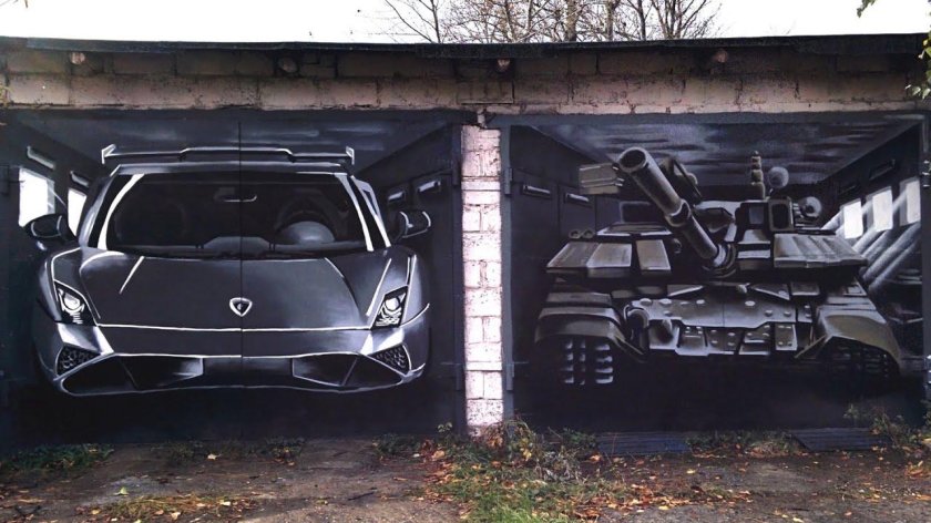 Аэрография на воротах гаража