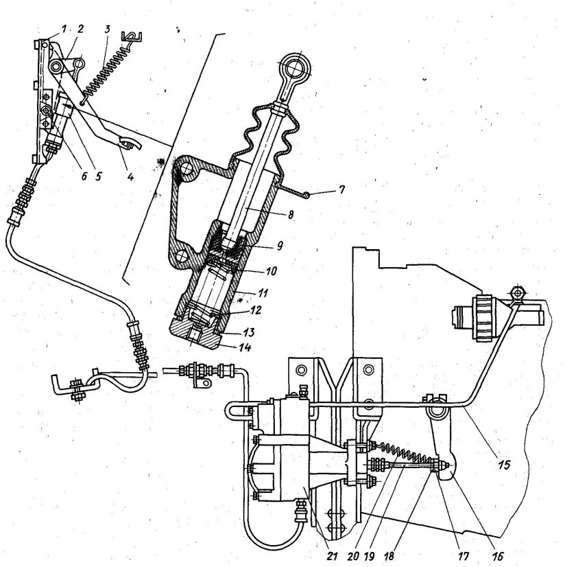 Сцепление автомобиля КАМАЗ 5320 пневмогидравлический усилитель