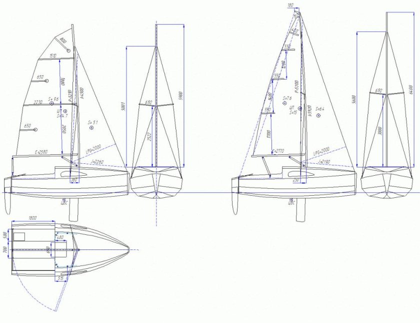 Крейсерская парусная яхта чертеж