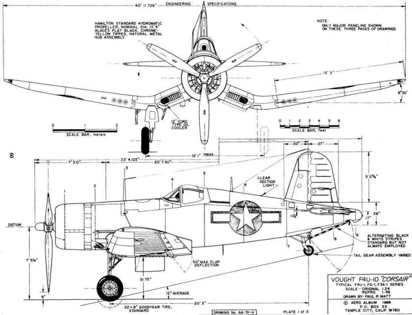 Chance Vought f4u Corsair чертёж