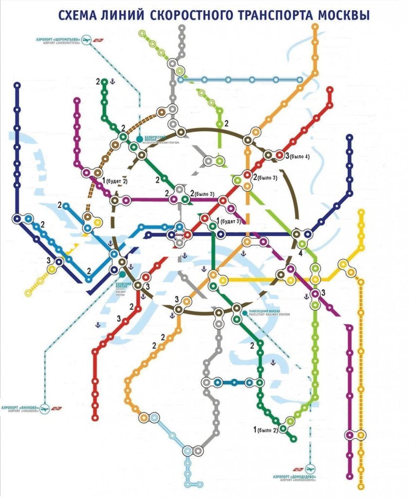 Схема скоростного транспорта Москвы