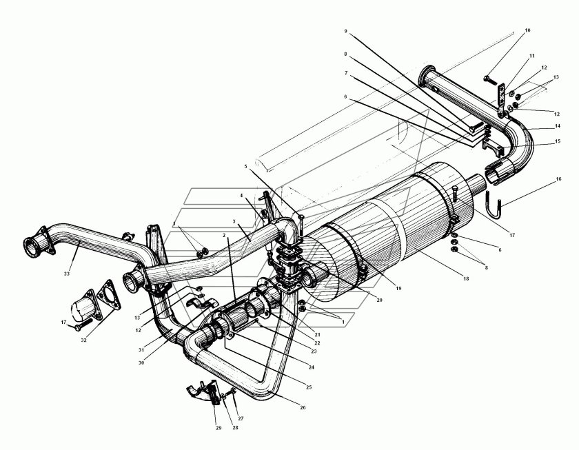 Выхлопная система Урал 4320 двигатель ЯМЗ 236
