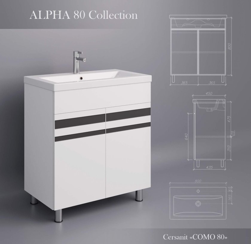 Тумба como 60 с раковиной como 60