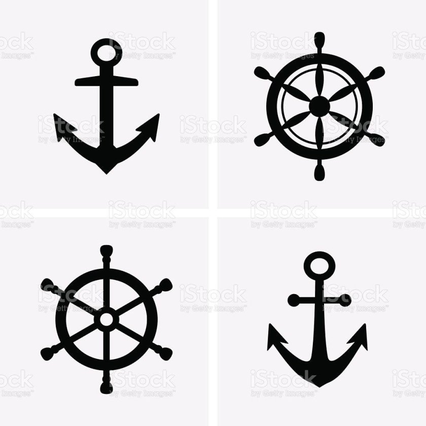 Рисунок якорь и штурвал
