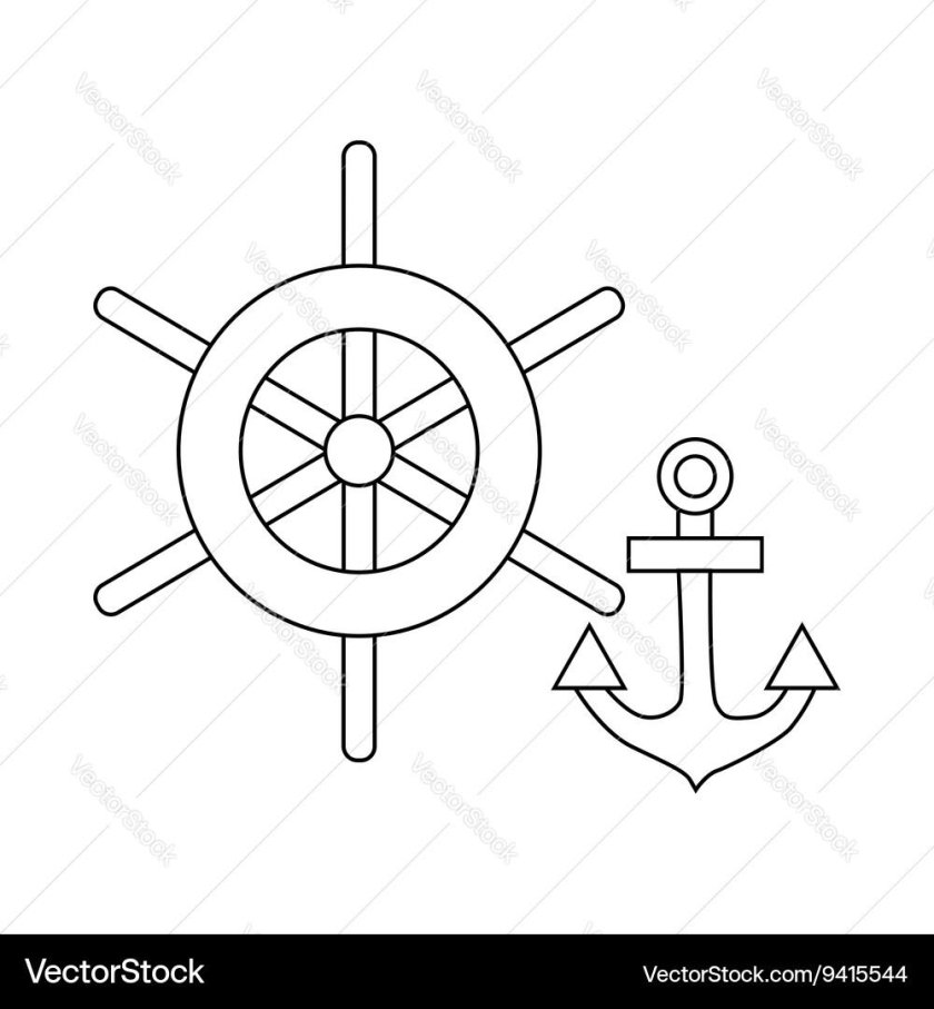 Трафарет штурвала корабля