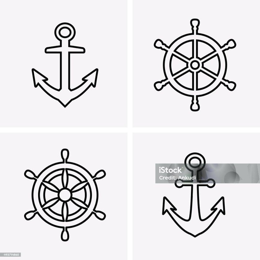 Трафарет "якоря и штурвалы"