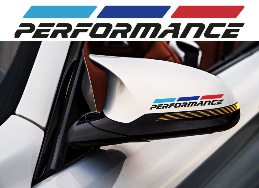 Наклейки на зеркала bmw m performance 2 шт