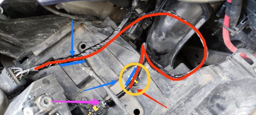 Подключение фары Меган 2