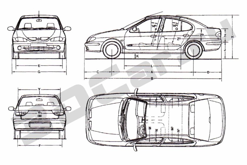 Renault Megane 1 габариты