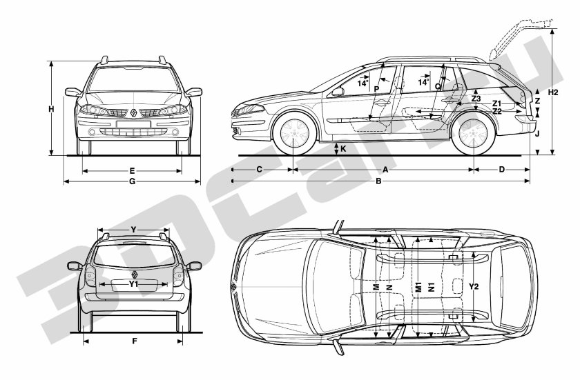 Габариты Рено Лагуна 2 универсал