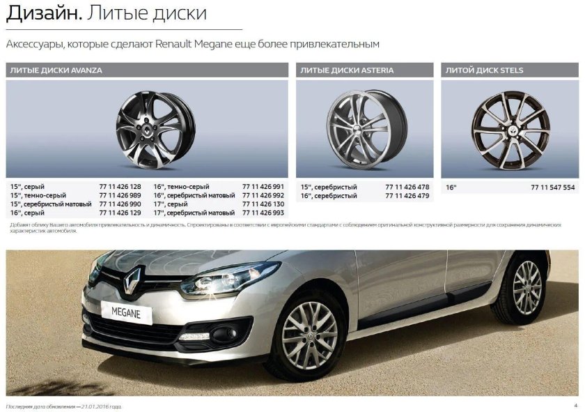 Размер дисков Рено Меган 2