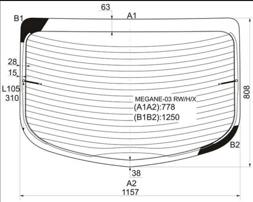 Размер заднего стекла Рено Логан 1