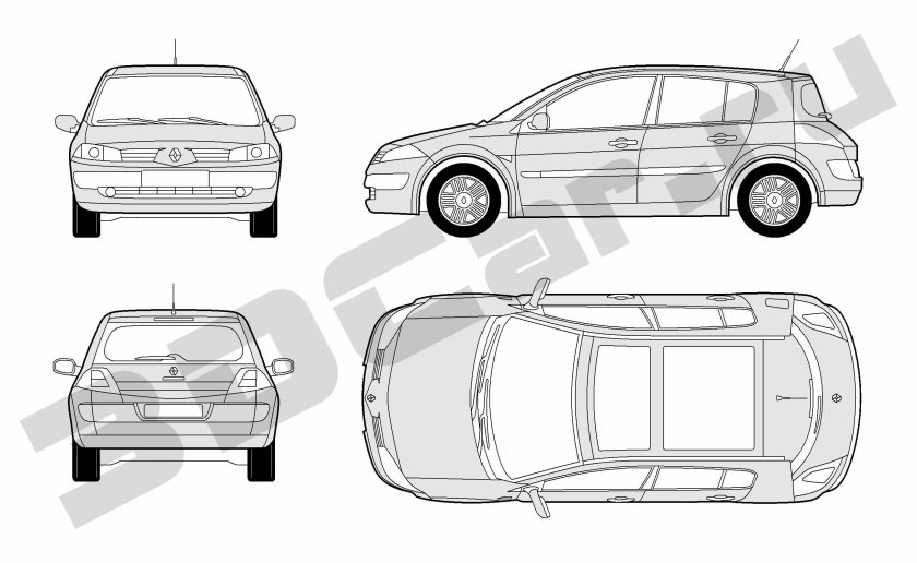 Рено Меган 2 хэтчбек чертежи