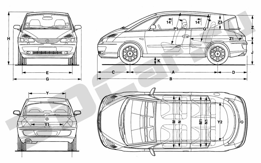 Рено Логан чертеж