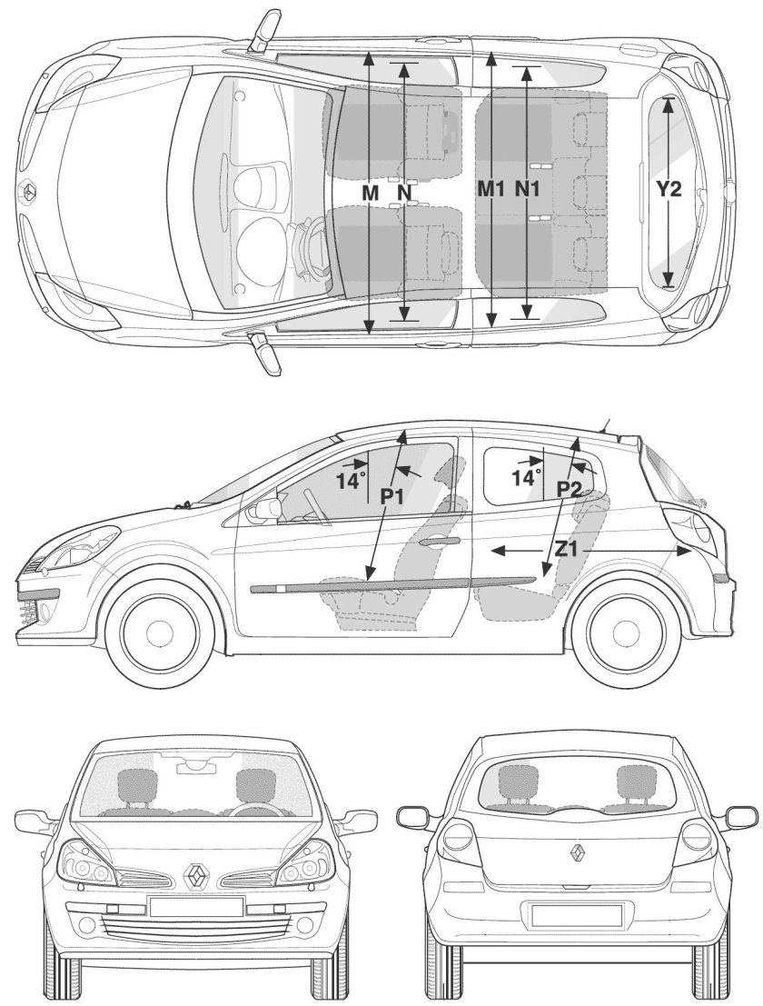 Габариты Renault Clio 2