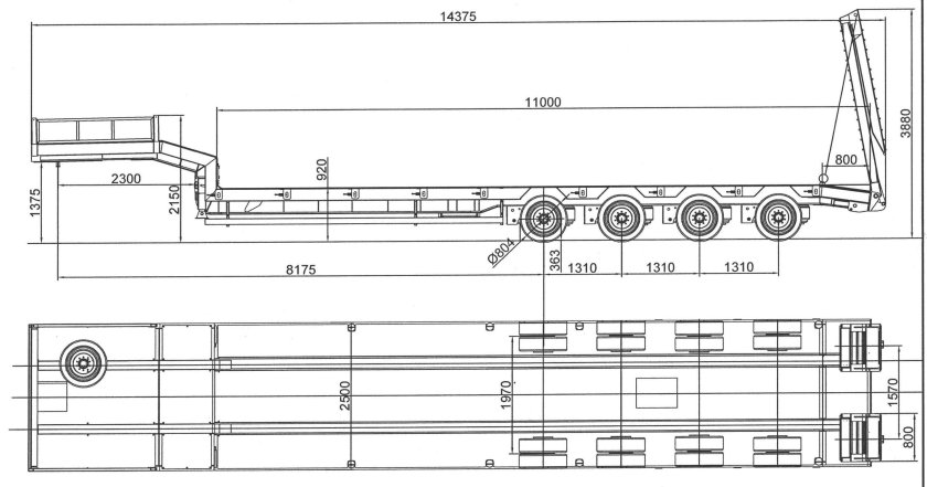 Габариты трала низкорамника