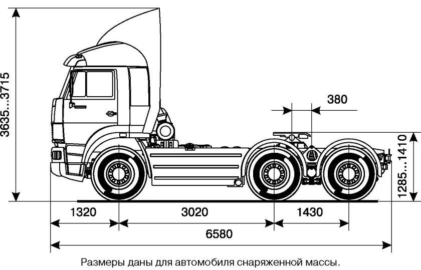 Седельный тягач КАМАЗ 5410 габариты