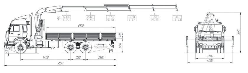 КАМАЗ 43118 бортовой с КМУ чертеж