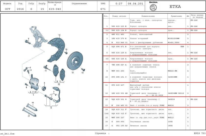 Тормозная система Шкода Октавия а5