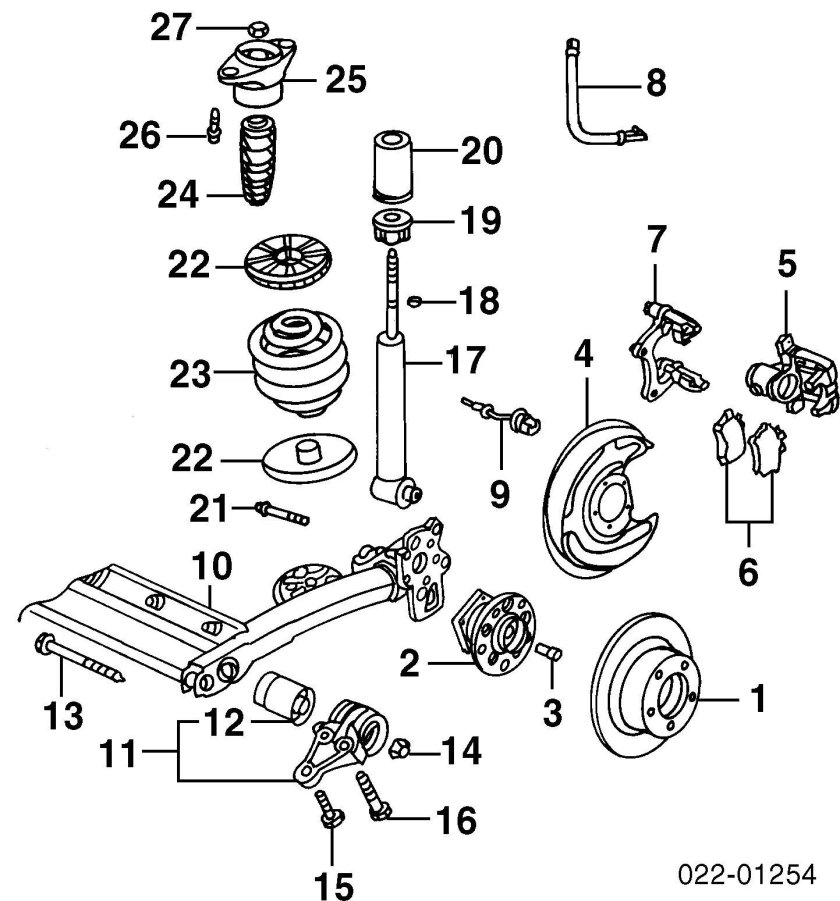Задняя подвеска Суперб 2 схема