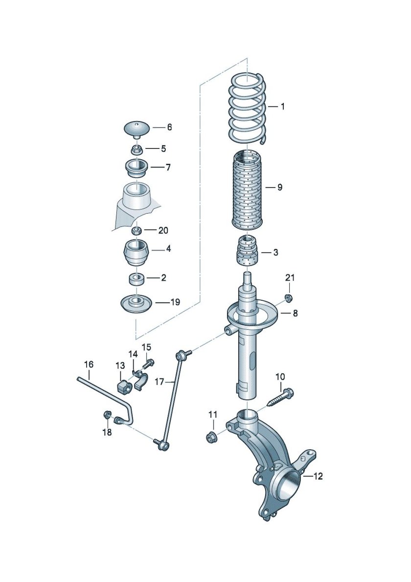 Схема переднего амортизатора Октавия а5