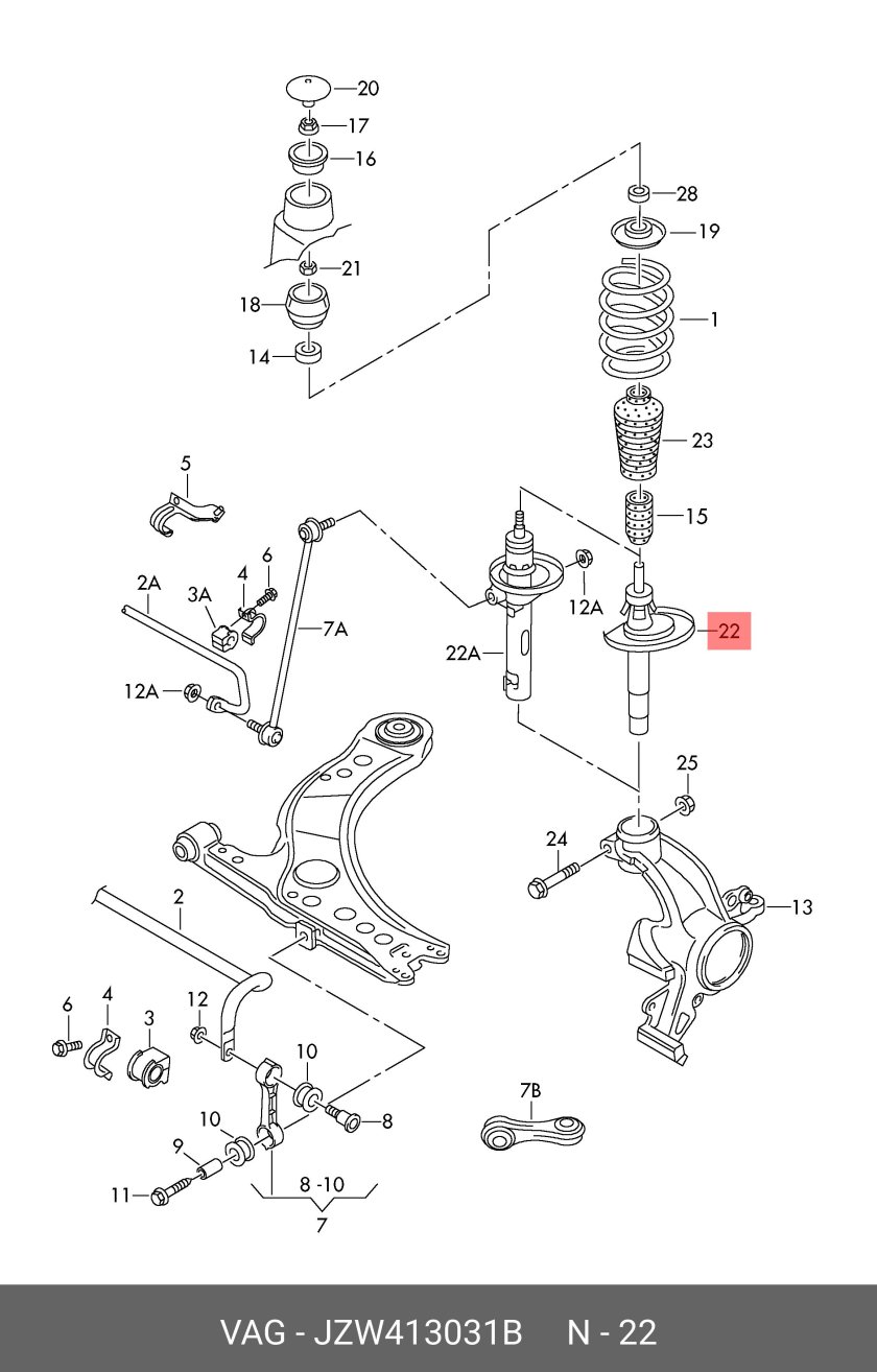 Схема передней подвески Октавия а7