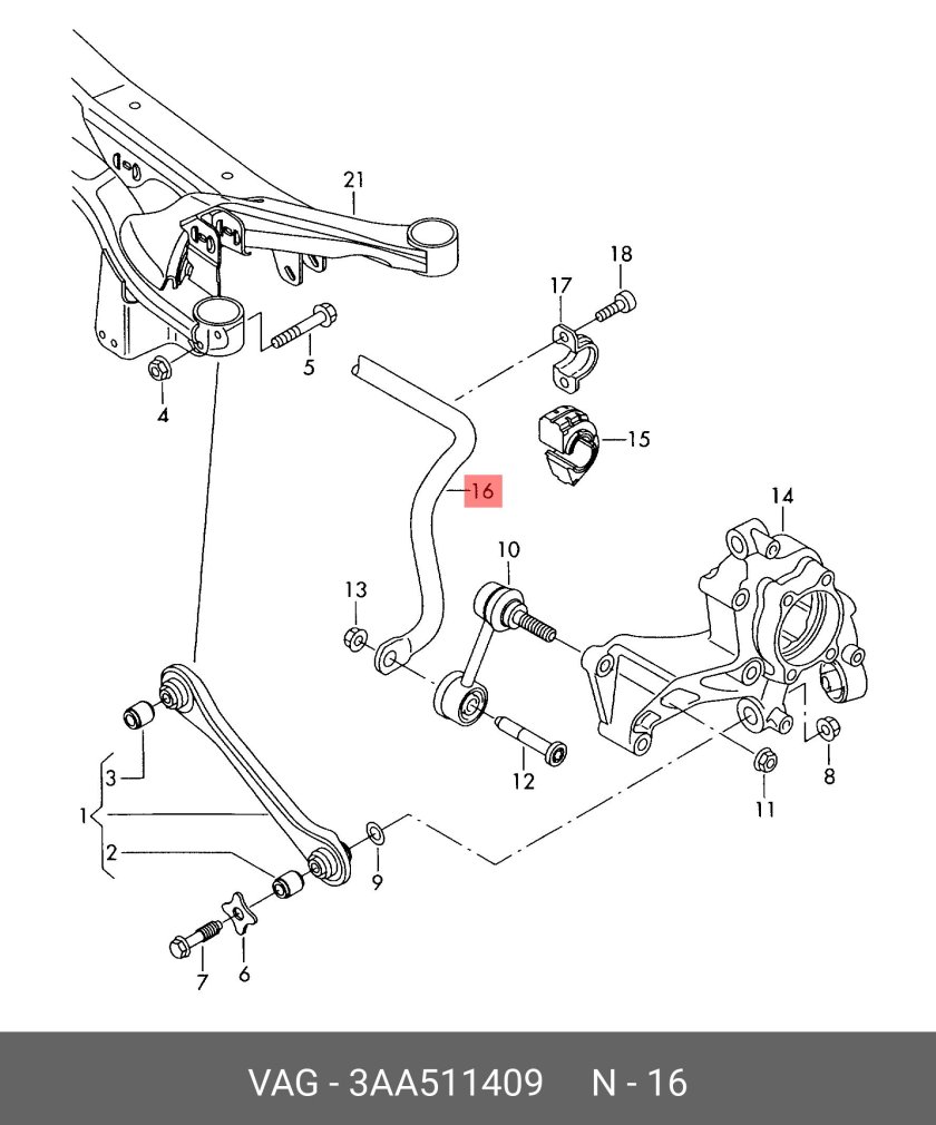 Схема передней подвески Шкода Суперб 2