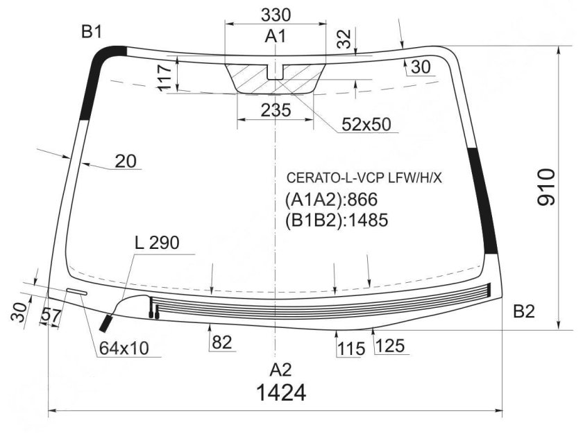 Размер лобового стекла Киа Карнивал 2022