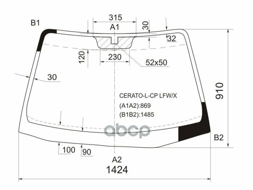 Мазда трибьют 2 заднее стекло размер