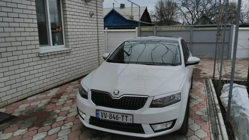Шкода Октавия а5 с черной крышей и решеткой