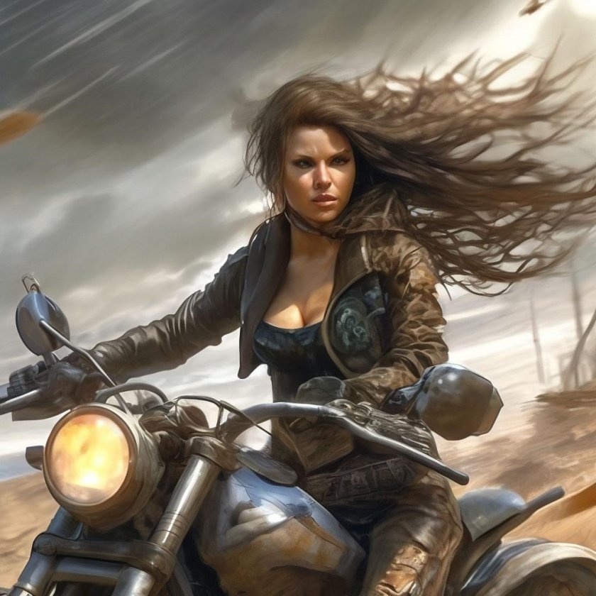 Девушка едет на мотоцикле