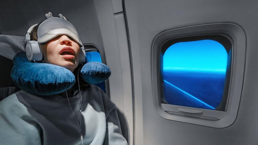 Спящий человек в самолете