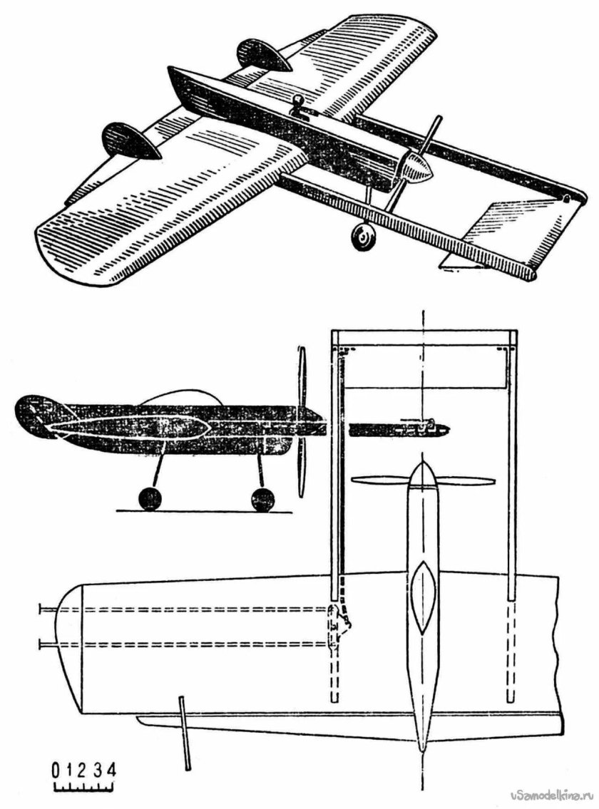 Чертежи авиамоделей с толкающим винтом