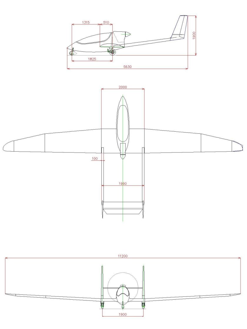 Чертеж планера ASW 28