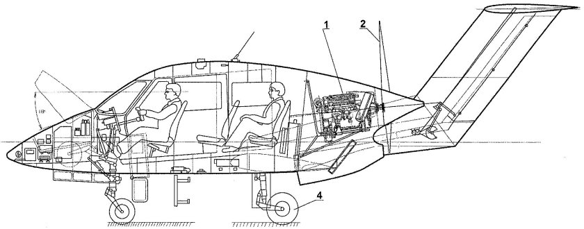 Самолет як 40 Компоновочная схема