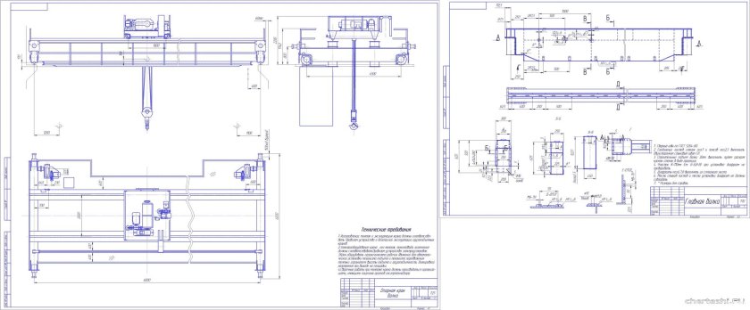 Мостовой кран 12.5 тонн чертеж