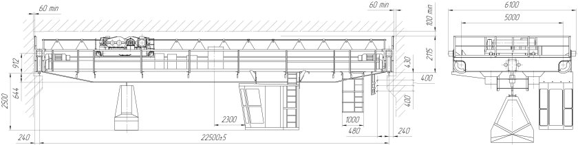Мостовой грейферный кран 10 т