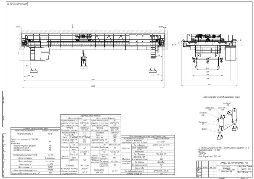 Кран мостовой опорный 10т чертеж