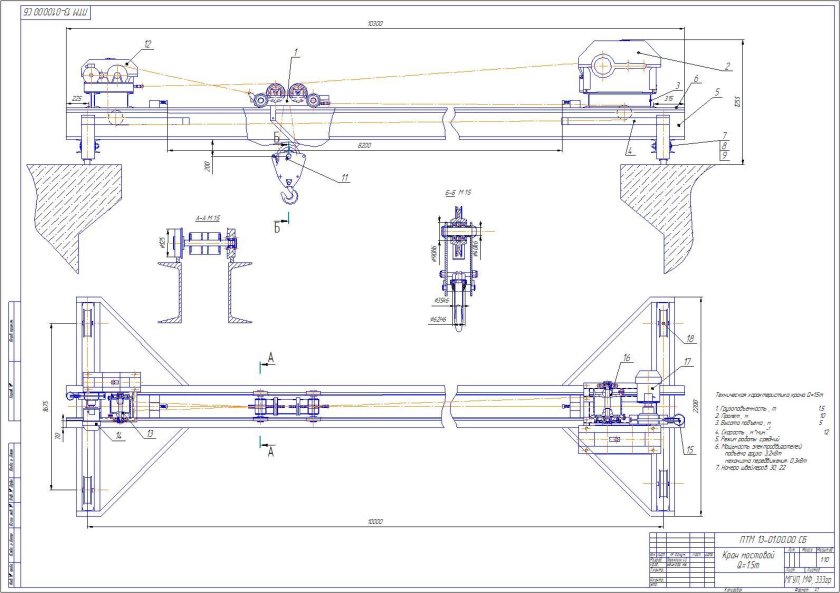 Кинематическая схема мостового крана
