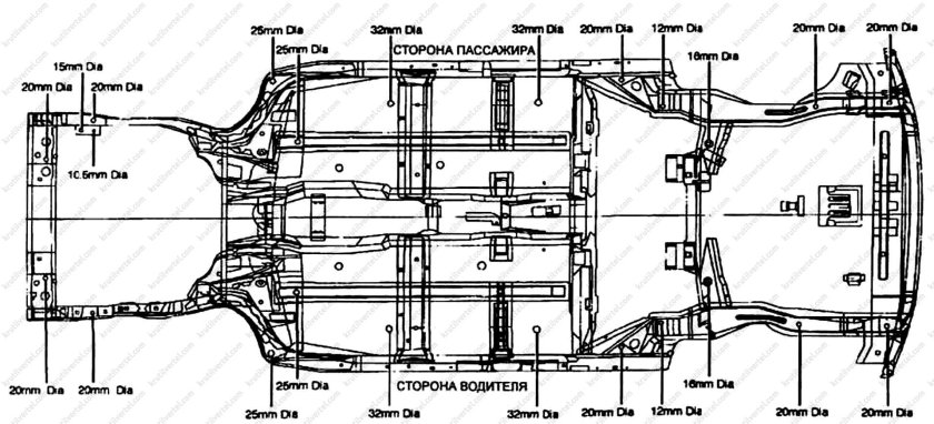 Чертёж кузов Chevrolet lanos