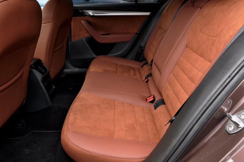 Коричневый салон Шкода Октавия а7
