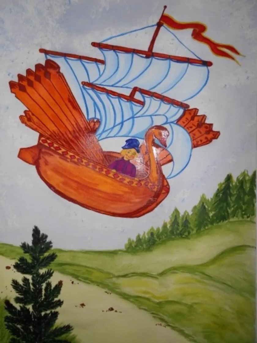 Иллюстрация к сказке Летучий корабль