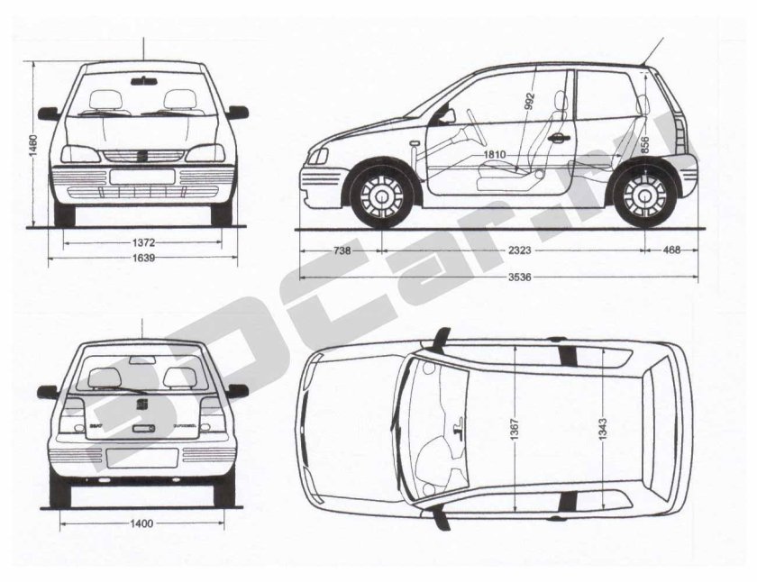 Сеат Ароса габариты
