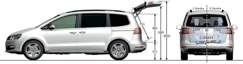 Volkswagen Sharan 1 габариты