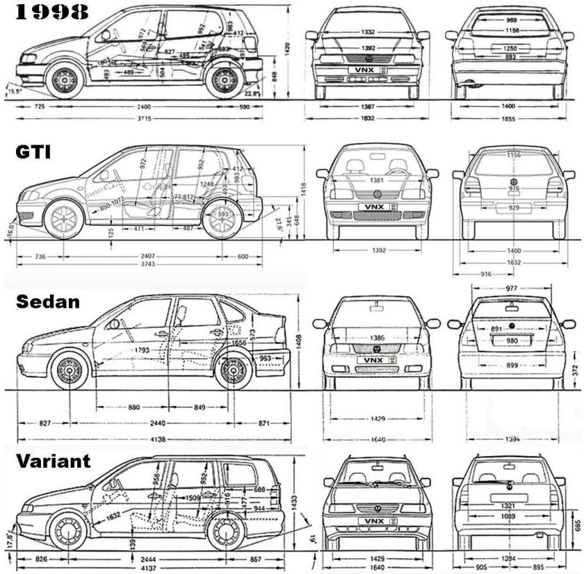 Габариты Фольксваген поло седан