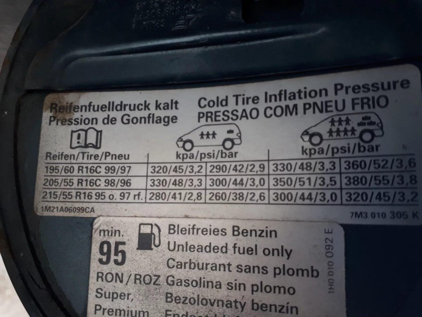 Давления в шинах Фольксваген Шаран