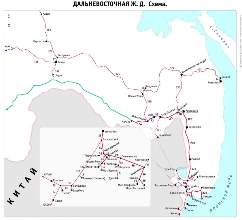 Схема Дальневосточной железной дороги