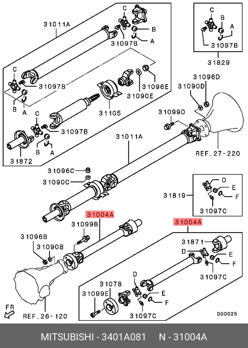 Кардан передний Митсубиси л200