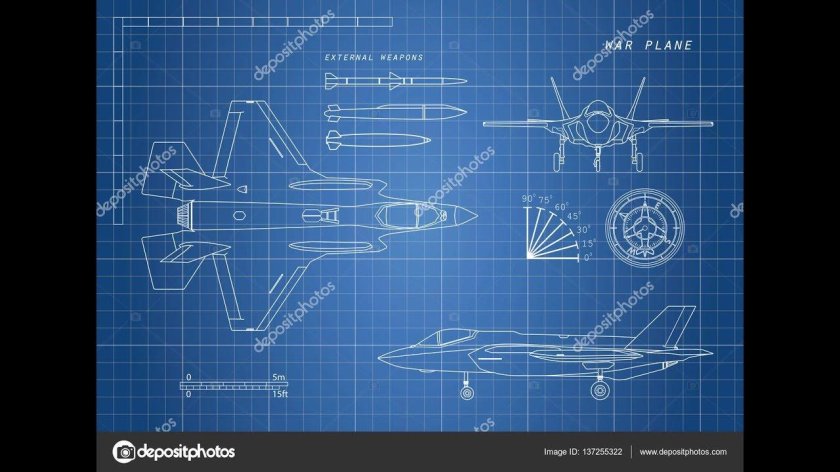 Чертеж военного самолета