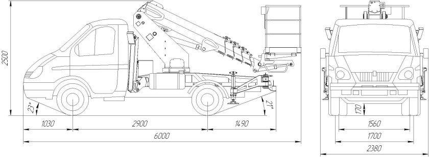 ГАЗ 330232 габариты кузова